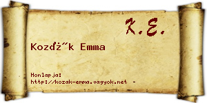 Kozák Emma névjegykártya