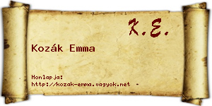 Kozák Emma névjegykártya